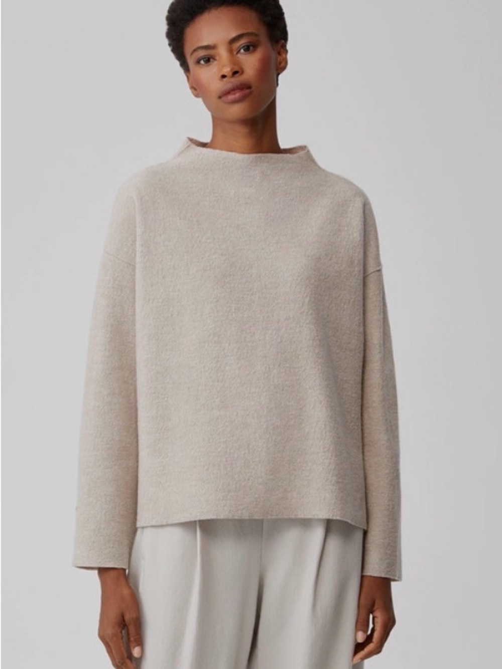 Eileen Fisher-Small. 100% wool boiled lightweight box top